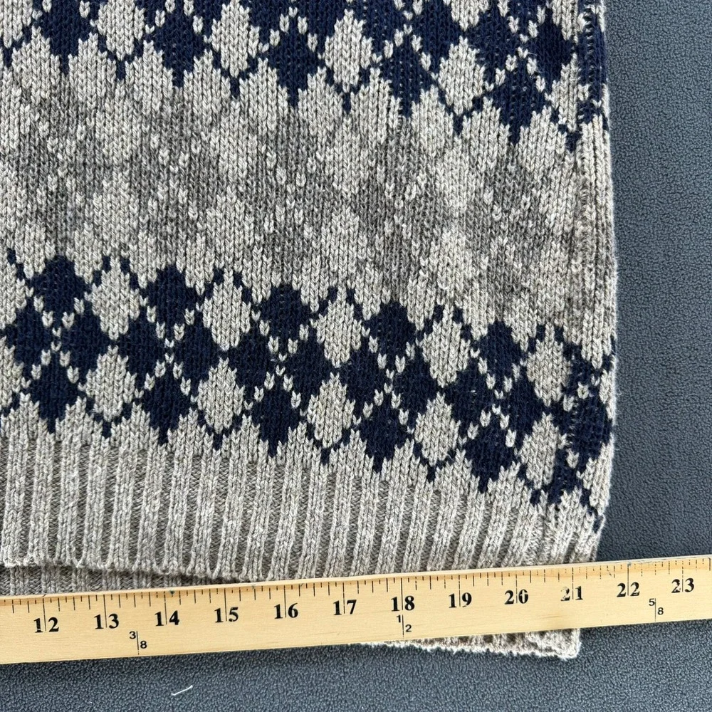 Vintage SCANDIA Argyle Cotton Knit Sweater Mens L Made In USA 80s 90s Grandpa